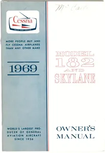 New Surplus 1969 Cessna 182M Skylane Aircraft Owner's Manual p/n D647-13